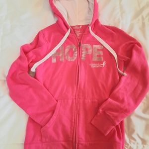 Susan G. Komen Breast Cancer zip up hood sweatshirt size M